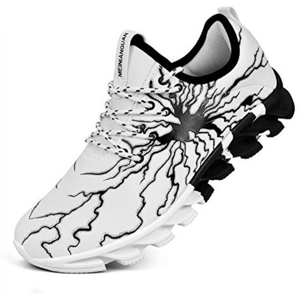 Men's Fashion Slip On Tennis Work Shoes Slip Resistant Athletic Sports Running Casual Walking Gym Workout Shoes White