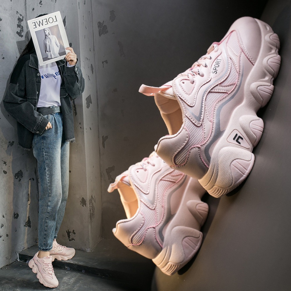 Spring New Women's Running Thick-Soled Height Increase Sports Shoes